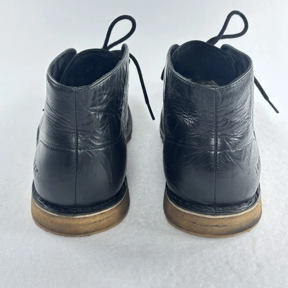 UGG Chukka Boots Black Leather Mens Sz 14 Ankle‎ Lace-Up Grunge Streetwear Boho